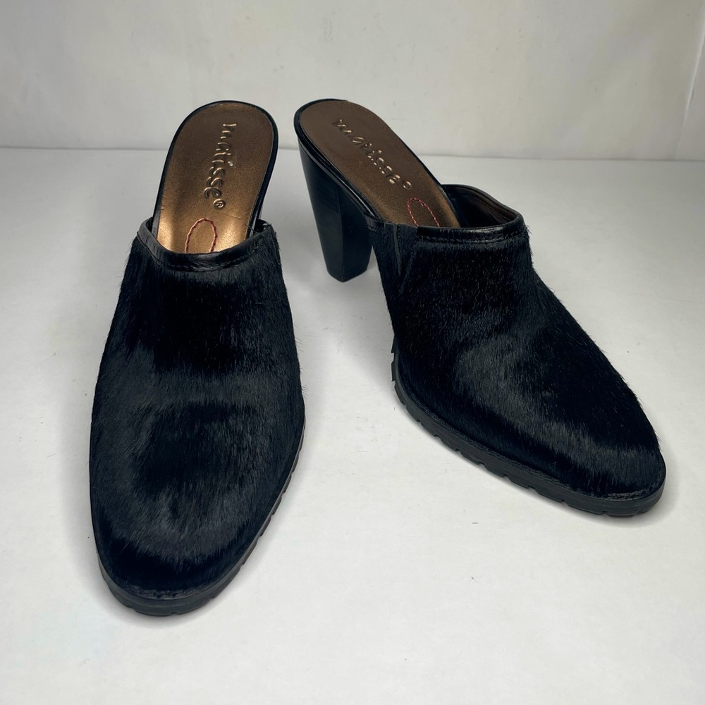 Matisse Black Calf Hair Almond Cammy Slip On Western Mules - Picture 3 of 13